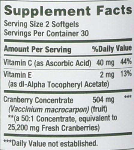 image:imageCranberry Concentrate w Vitamin C by Natures Bounty Dietary Supplement Supports Urinary Tract and Immune Health 25200mg 60 Rapid Release SoftgelsUnflavoured