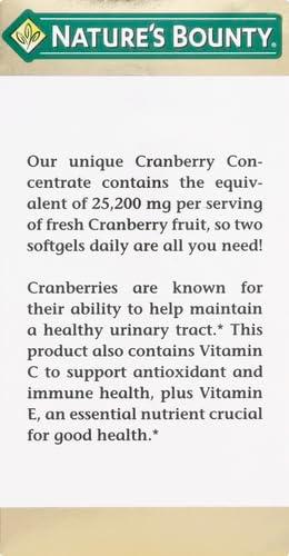 image:imageCranberry Concentrate w Vitamin C by Natures Bounty Dietary Supplement Supports Urinary Tract and Immune Health 25200mg 60 Rapid Release SoftgelsUnflavoured