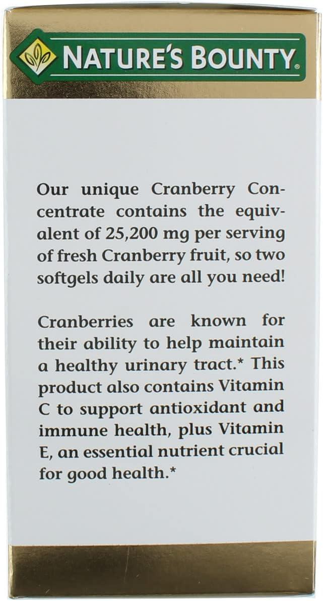 image:imageCranberry Concentrate w Vitamin C by Natures Bounty Dietary Supplement Supports Urinary Tract and Immune Health 25200mg 60 Rapid Release SoftgelsUnflavoured