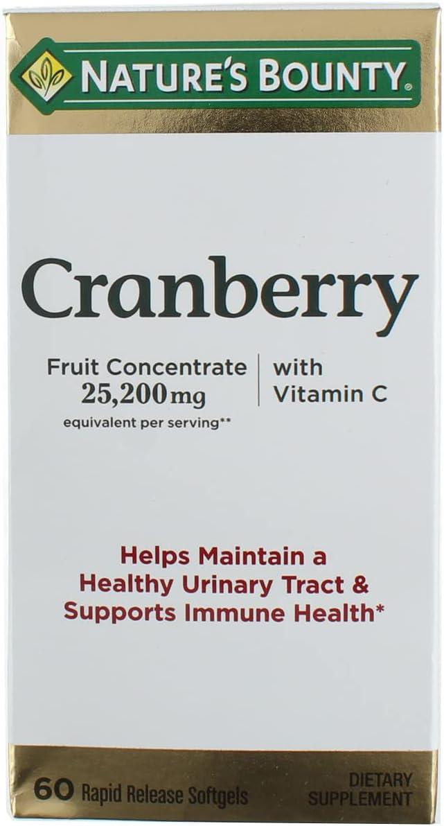 image:imageCranberry Concentrate w Vitamin C by Natures Bounty Dietary Supplement Supports Urinary Tract and Immune Health 25200mg 60 Rapid Release SoftgelsUnflavoured