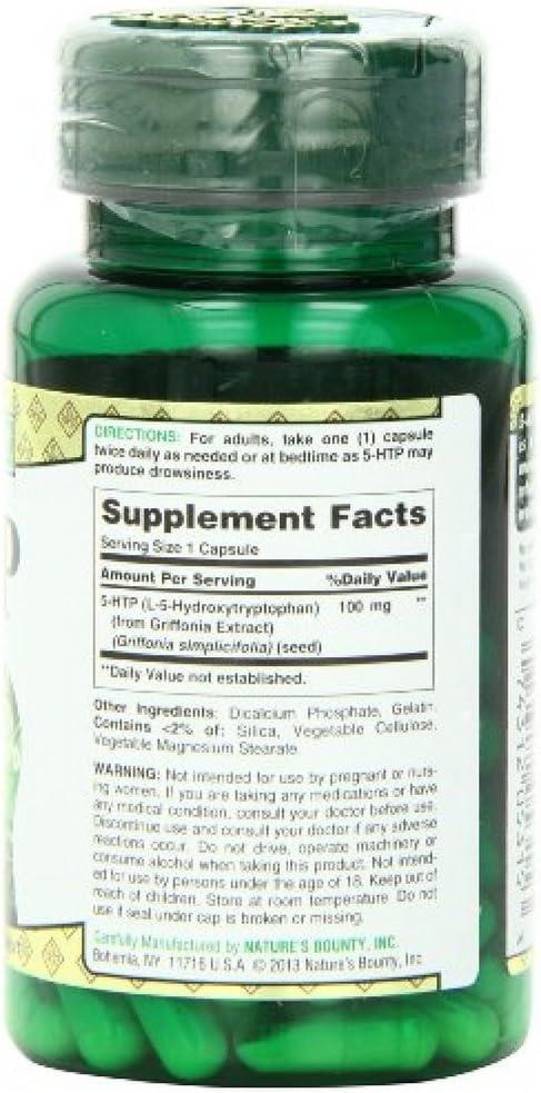 image:imageNatures Bounty 5HTP Pills and Dietary Supplement Supports a Calm and Relaxed Mood 100mg 60 Capsules60 Count Pack of 3