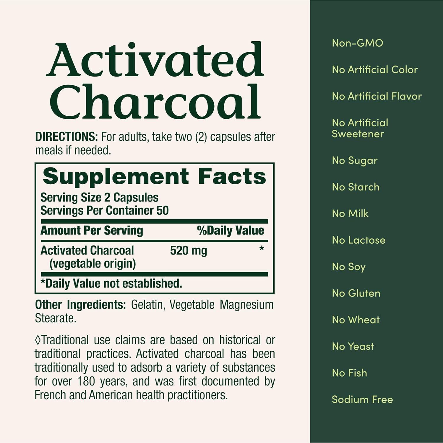 image:imageNatures Bounty Activated Charcoal 260 mg 100 Capsules Dietary Supplement to Support a Healthy Lifestyle100 Count Pack of 1
