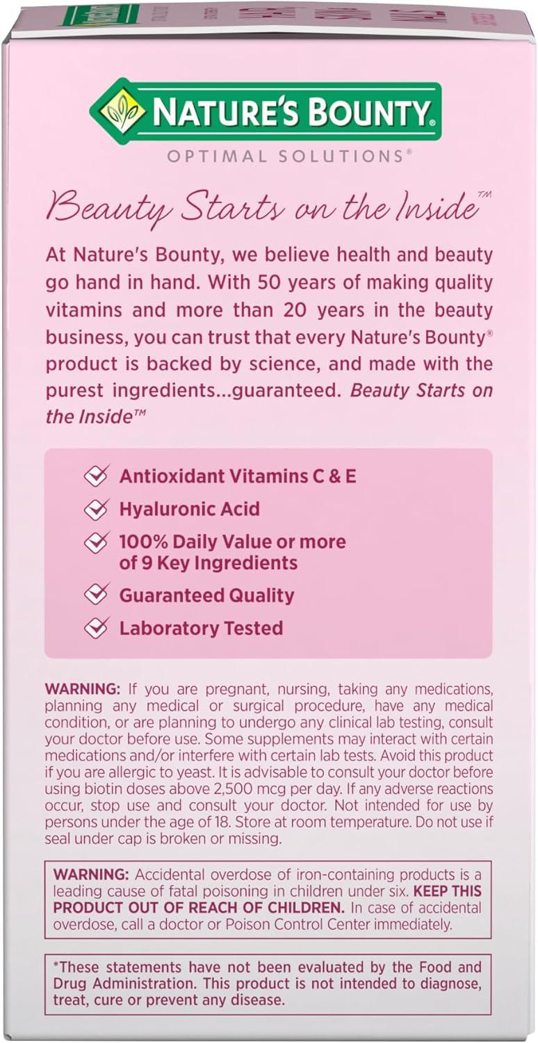 image:imageNatures Bounty Advanced Hair Skin amp Nails ArganInfused Vitamin Supplement with Biotin and Hyaluronic Acid 150 Rapid Release Softgels 50 Total Servings150 Count