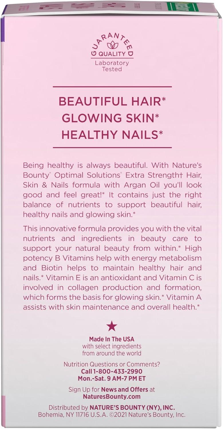 image:imageNatures Bounty Advanced Hair Skin amp Nails ArganInfused Vitamin Supplement with Biotin and Hyaluronic Acid 150 Rapid Release Softgels 50 Total Servings150 Count