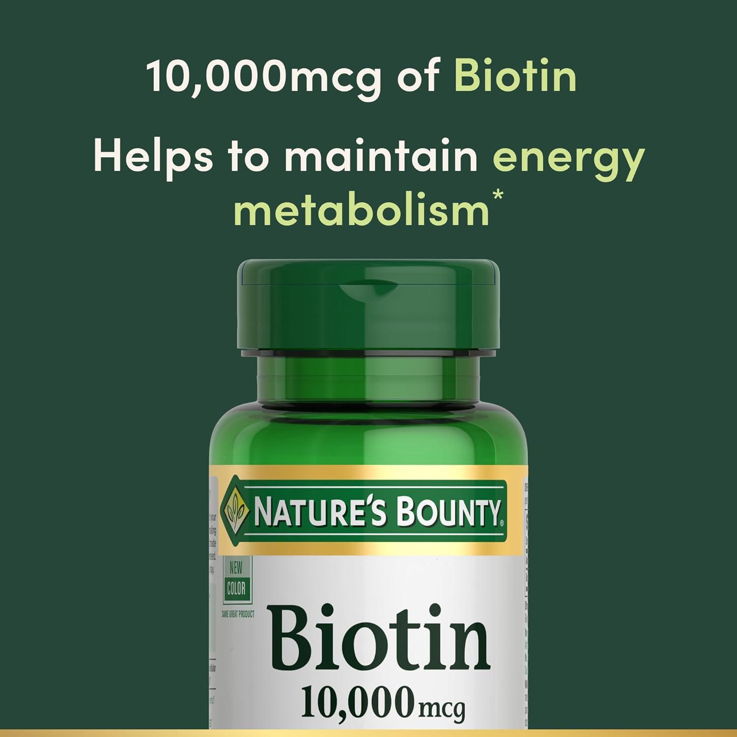 image:imageNatures Bounty Biotin Hair Skin and Nails Vitamins Supports Healthy Hair Skin and Nails 10000 mcg 120 Softgels Pack of 1120 Count Pack of 1