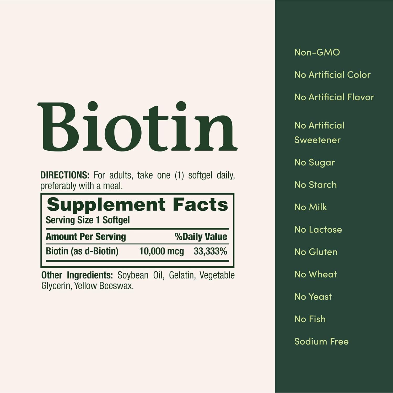 image:imageNatures Bounty Biotin Hair Skin and Nails Vitamins Supports Healthy Hair Skin and Nails 10000 mcg 120 Softgels Pack of 1180 Count Pack of 1