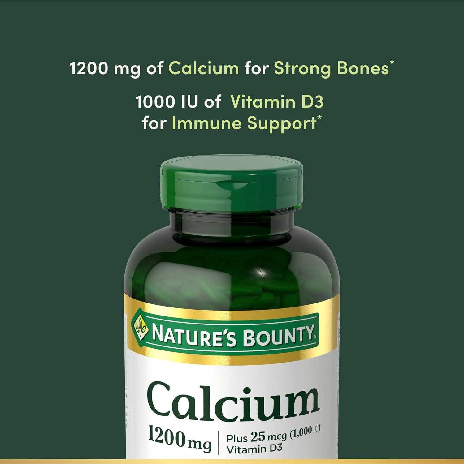 image:imageNatures Bounty Calcium 1200 mg with Vitamin D3 Bone Health Softgels Calcium and Vitamin D Supplement 120 Ct 2Pack220 Count Pack of 1