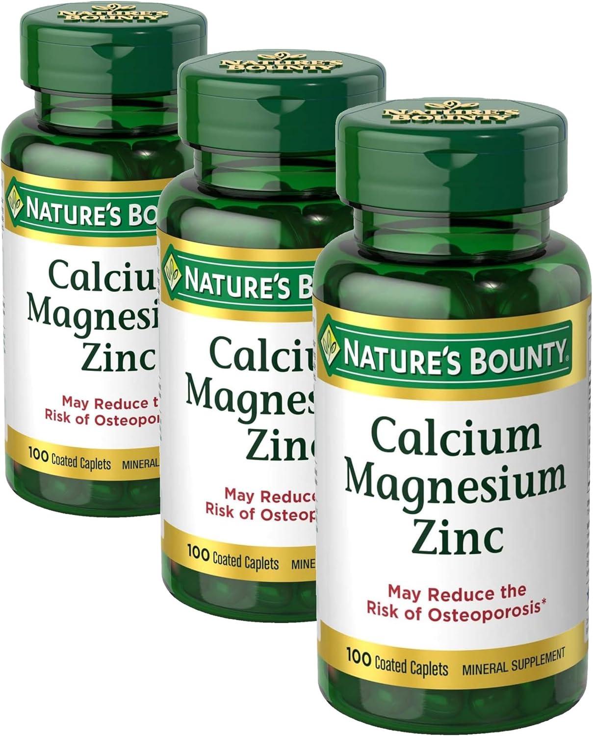 image:imageNatures Bounty Calcium Magnesium amp Zinc Caplets Immune amp Bone Health Daily Supplement 1000mg Calcium 400mg Magnesium 600 IU Vitamin D Gluten Free 100 CapletsCalcium Magnesium Zinc