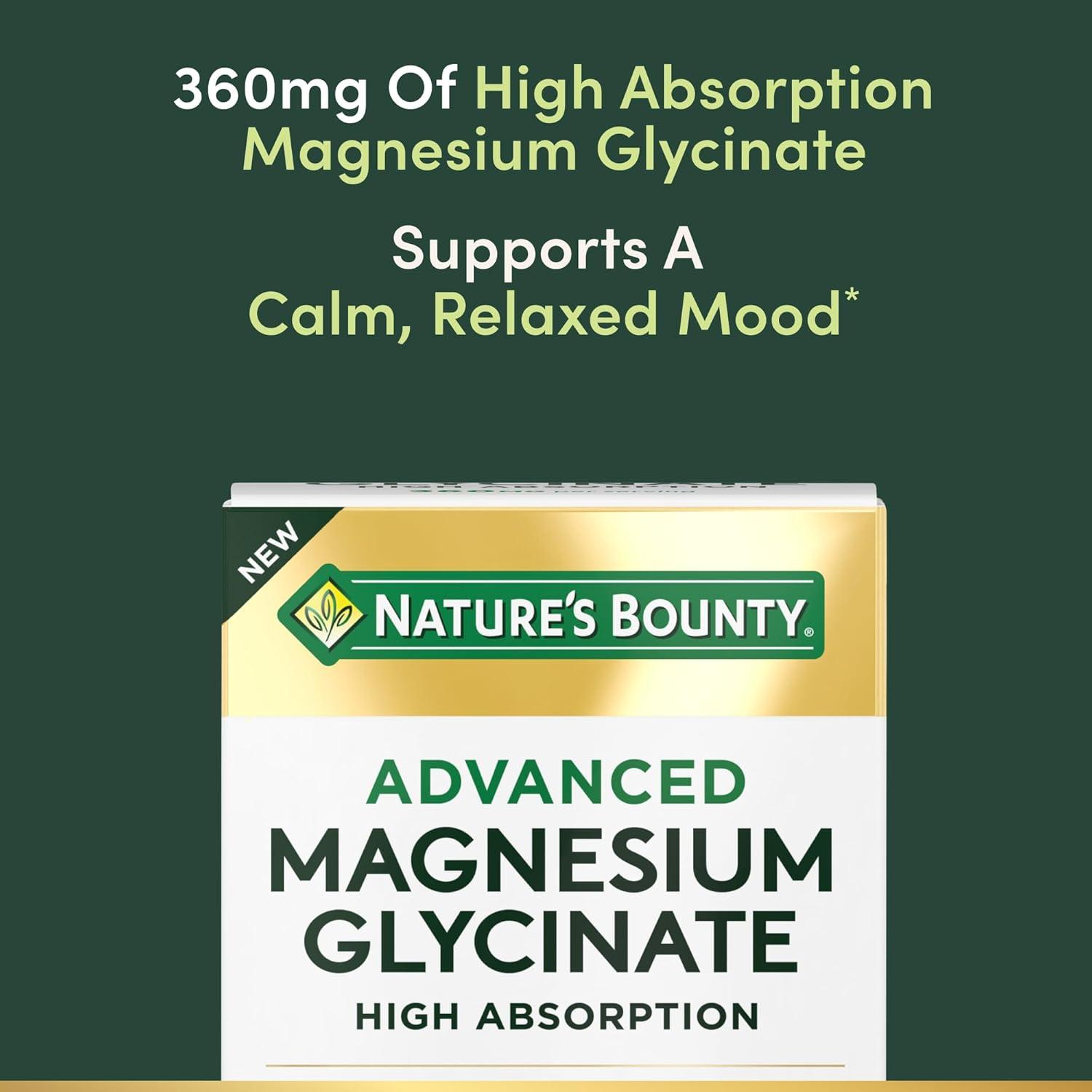 image:imageNatures Bounty Calm Magnesium Glycinate Supplement High Absorption Magnesium for Relaxed Mood Heart amp Bone Health 90 Capsules90 Count Pack of 1