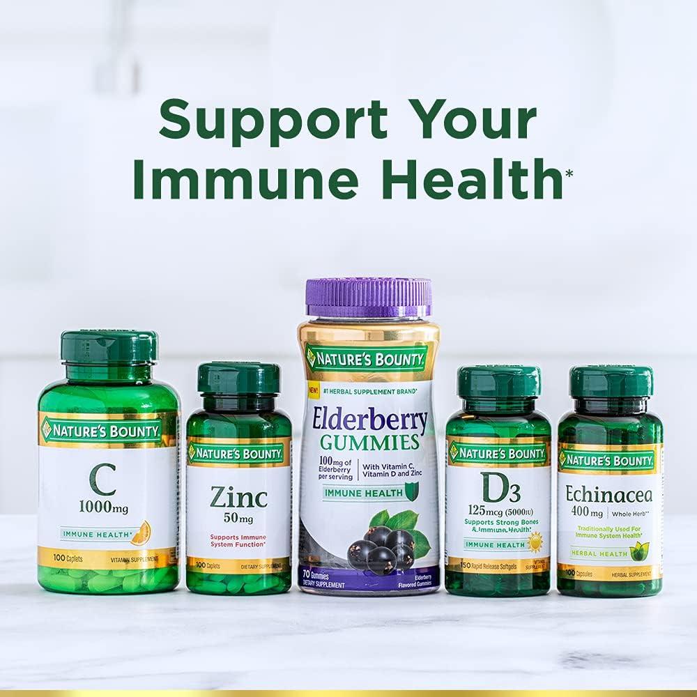 image:imageNatures Bounty Elderberry Gummies Dietary Supplement Supports Immune Health Contains Vitamin A C D E and Zinc 100 mg 70 GummiesElderberry