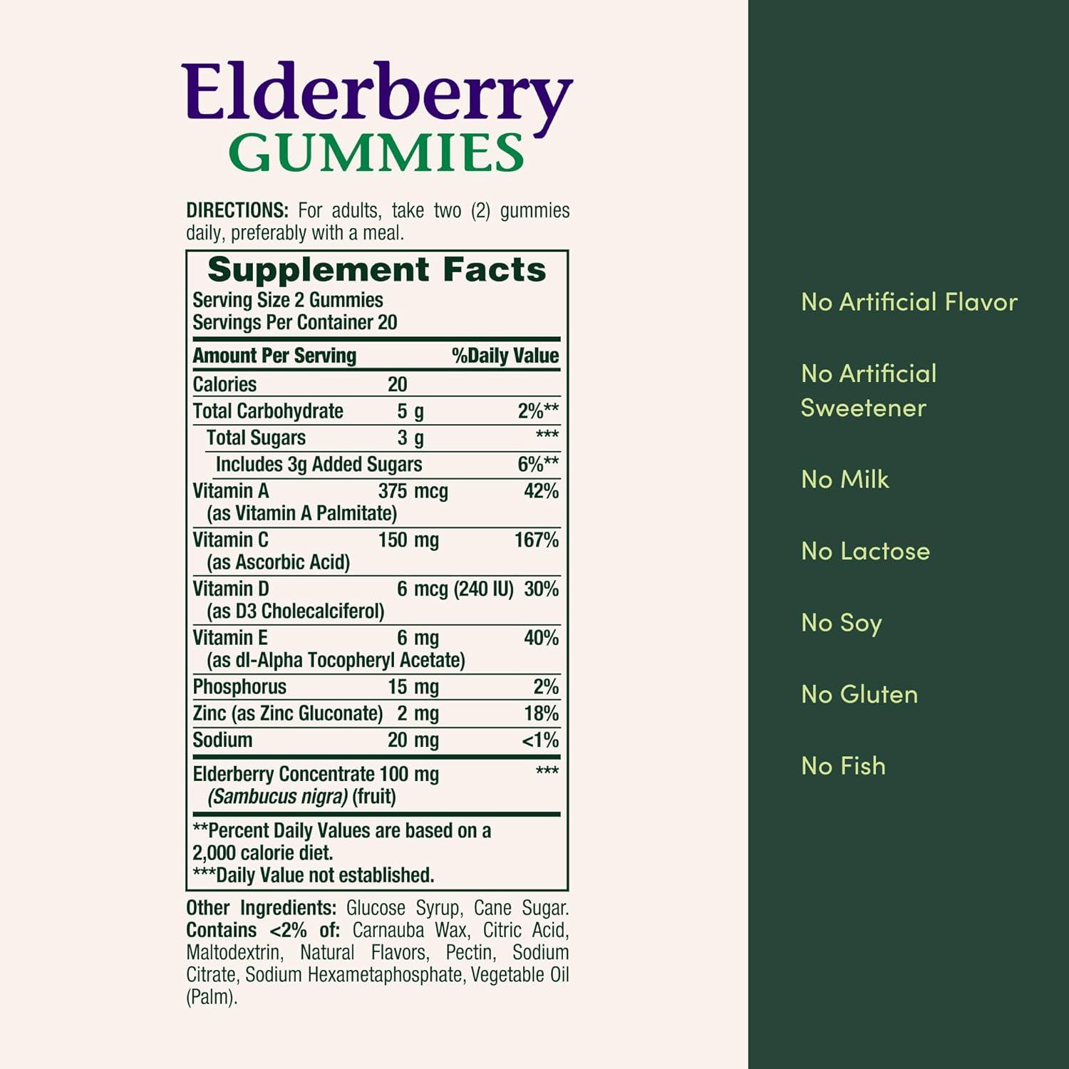 image:imageNatures Bounty Elderberry Gummies Dietary Supplement Supports Immune Health Contains Vitamin A C D E and Zinc 100 mg 70 GummiesElderberry