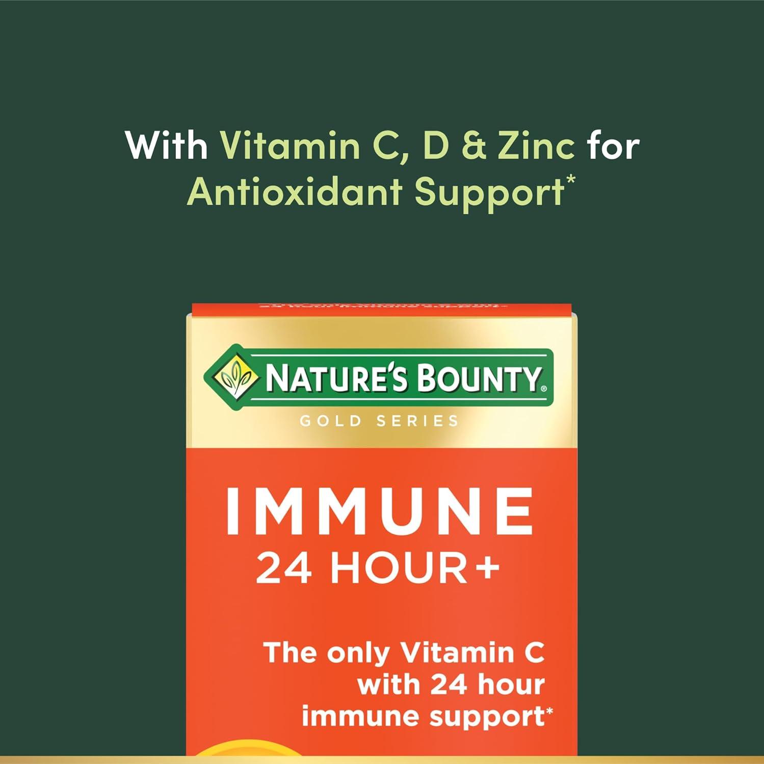 image:imageNatures Bounty Immune 24 Hour The only Vitamin C with 24 Hour Immune Support from EsterC 1000 mg Vitamin C D amp Zinc Gluten Free Rapid Release Softgels 2 Softgels per Day 50 Count50 Count Pack of 1
