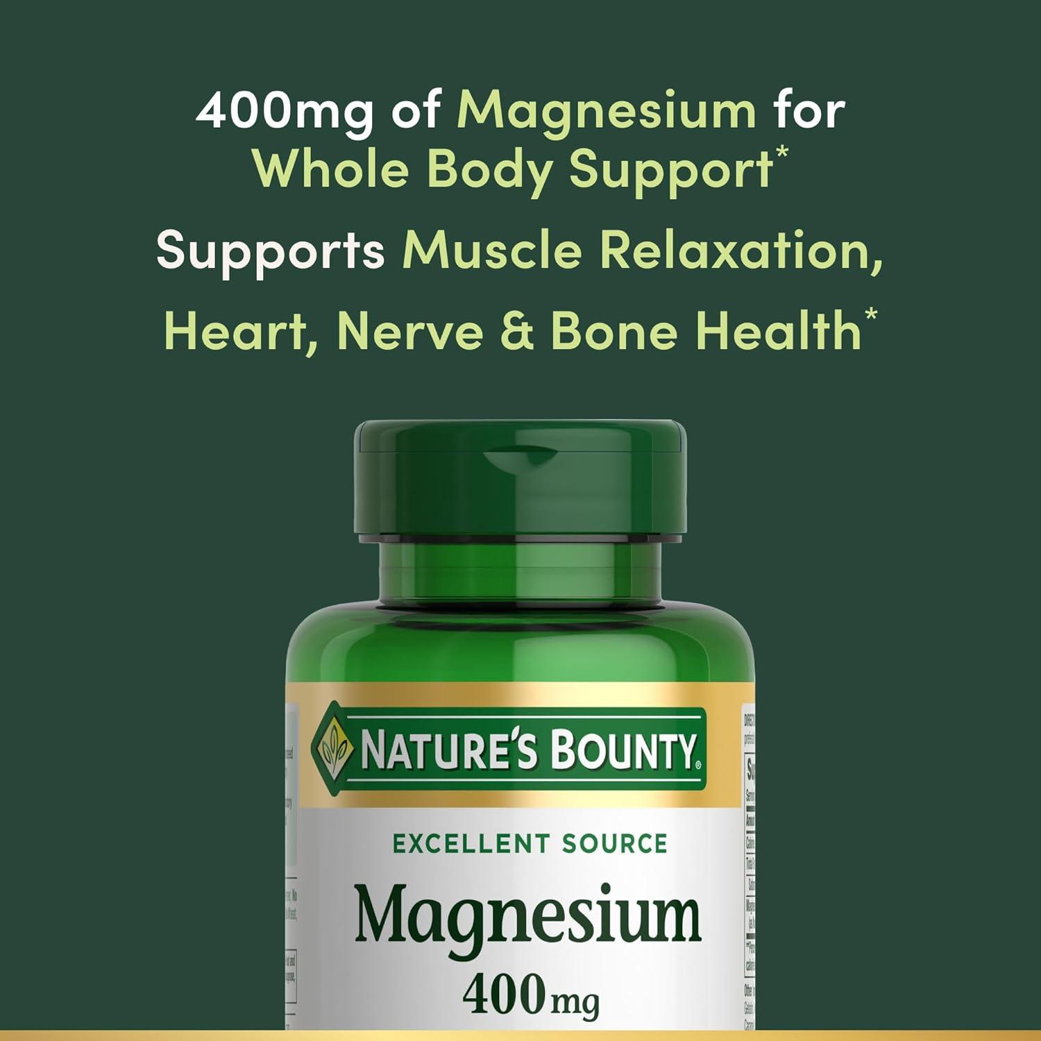 image:imageNatures Bounty Magnesium 400 mg Softgel Whole Body Support Magnesium Supplements for Men and Women Heart Nerve amp Bone Health 75 Softgels Pack of 1