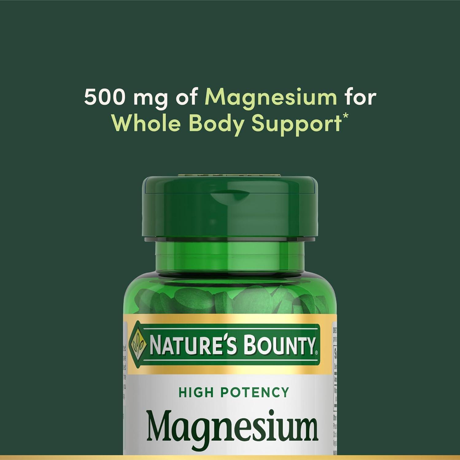 image:imageNatures Bounty Magnesium Mineral Supplement Supports Bone and Muscle Health 500 mg Coated Tablets 100 Count100 Count Single Pack Pack of 3