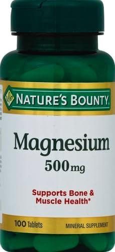 image:imageNatures Bounty Magnesium Mineral Supplement Supports Bone and Muscle Health 500 mg Coated Tablets 100 Count100 Count Single Pack Pack of 3