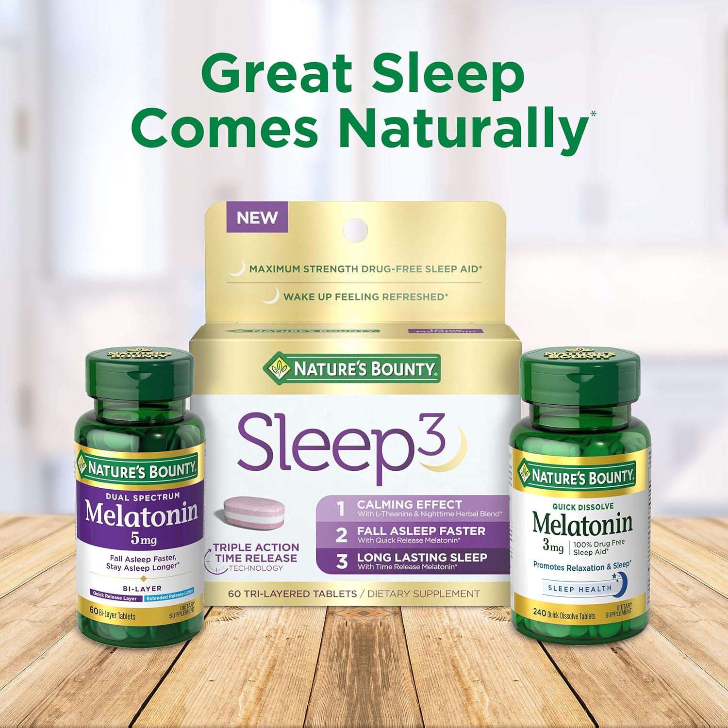 image:imageNatures Bounty Melatonin 100 Drug Free Sleep Aid Promotes Relaxation and Sleep Health 1mg 180 Tablets1 mg