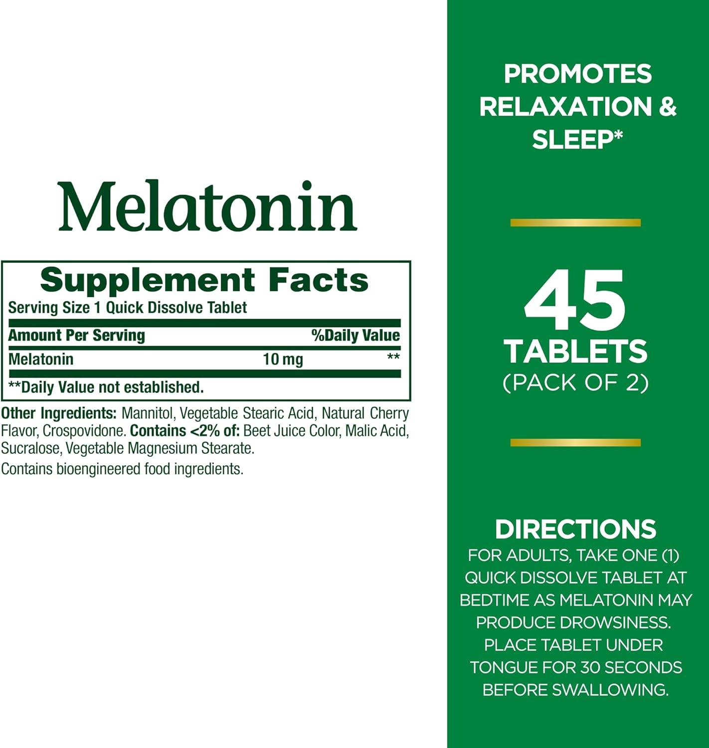 image:imageNatures Bounty Melatonin Quick Dissolve Tablet 45 Count Pack of 2