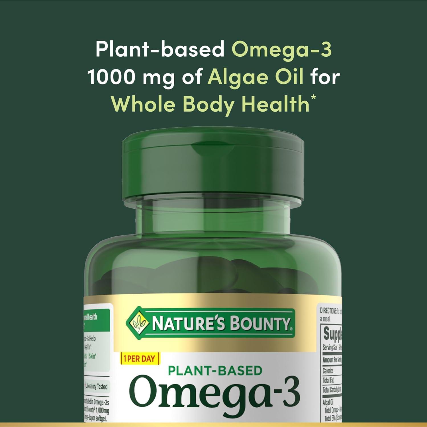 image:imageNatures Bounty Omega 3 PlantBased Omega 3 Fatty Acid Supplement 520mg Supports Whole Body Health Including Heart Skin Joint 30 Vegetarian Softgels Fish Oil Alternative30 Count Pack of 2