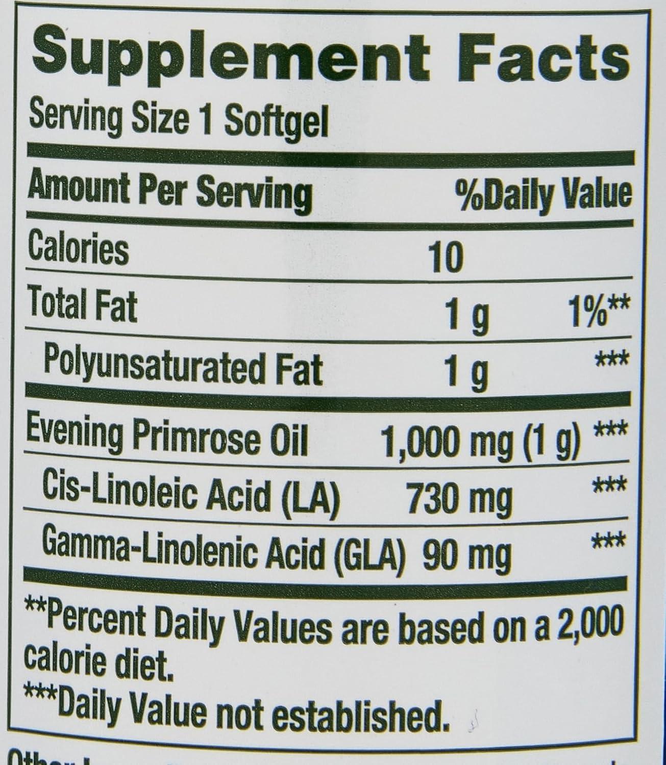 image:imageNatures Bounty Primrose Oil 1000mg Promotes Womens Health Herbal Supplement Gluten Free 60 Rapid release Softgels60 Count Pack of 3