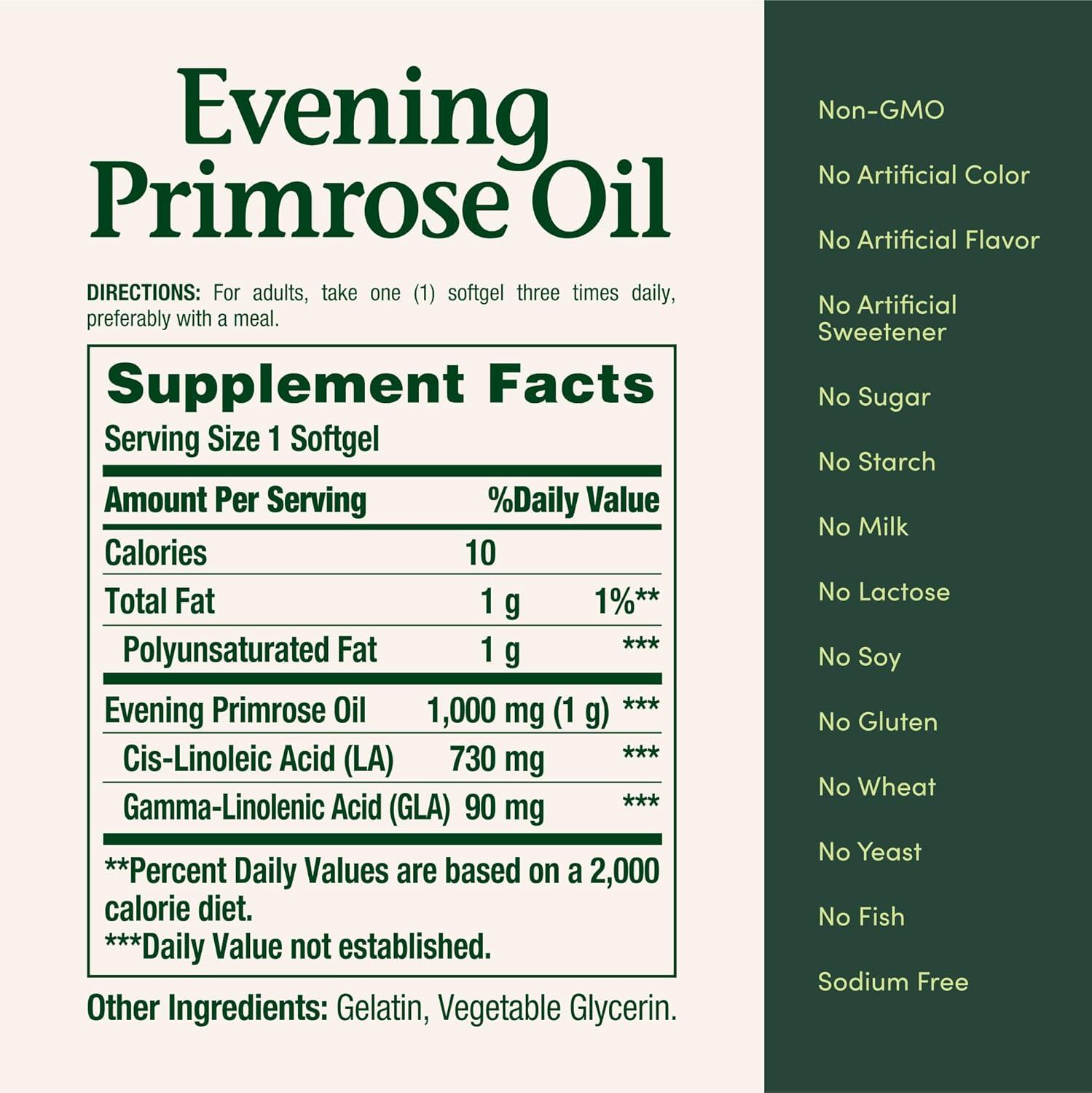 image:imageNatures Bounty Primrose Oil 1000mg Promotes Womens Health Herbal Supplement Gluten Free 60 Rapid release Softgels60 Count Pack of 3