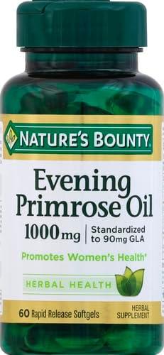 image:imageNatures Bounty Primrose Oil 1000mg Promotes Womens Health Herbal Supplement Gluten Free 60 Rapid release Softgels60 Count Pack of 3