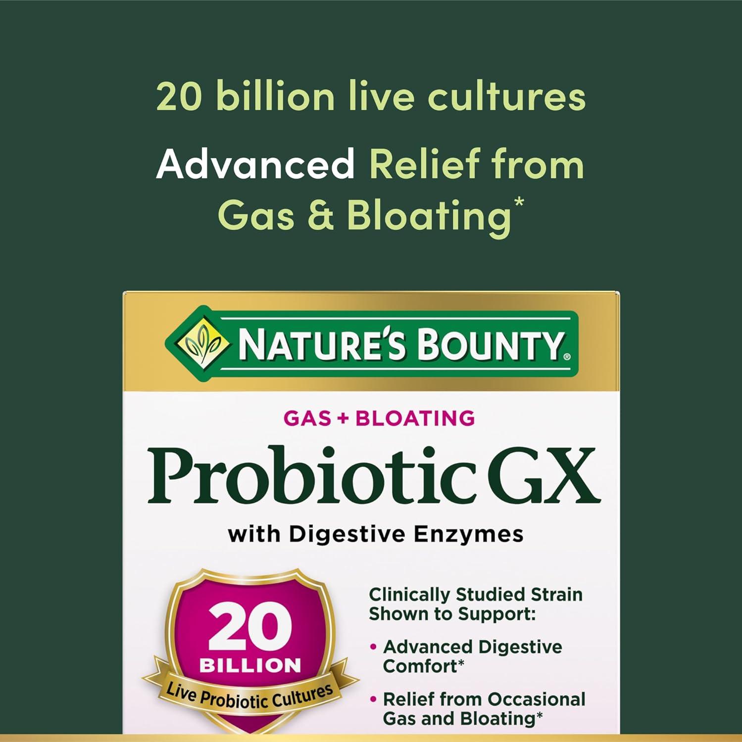 image:imageNatures Bounty Probiotic GX Helps with Occasional Gas and Bloating Dietary Supplement Digestive Health 25 CapsulesUnflavoured