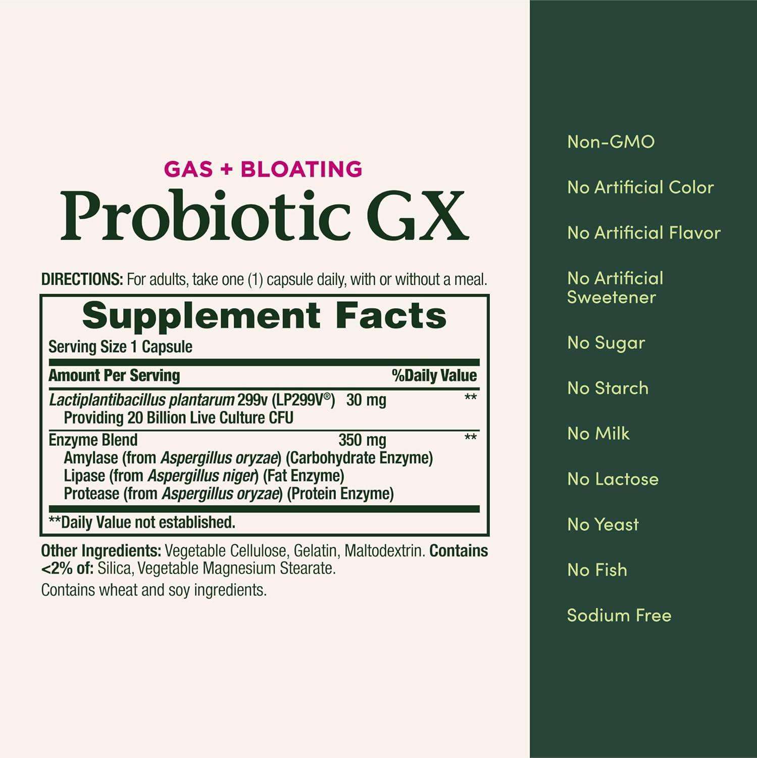 image:imageNatures Bounty Probiotic GX Helps with Occasional Gas and Bloating Dietary Supplement Digestive Health 25 CapsulesUnflavoured