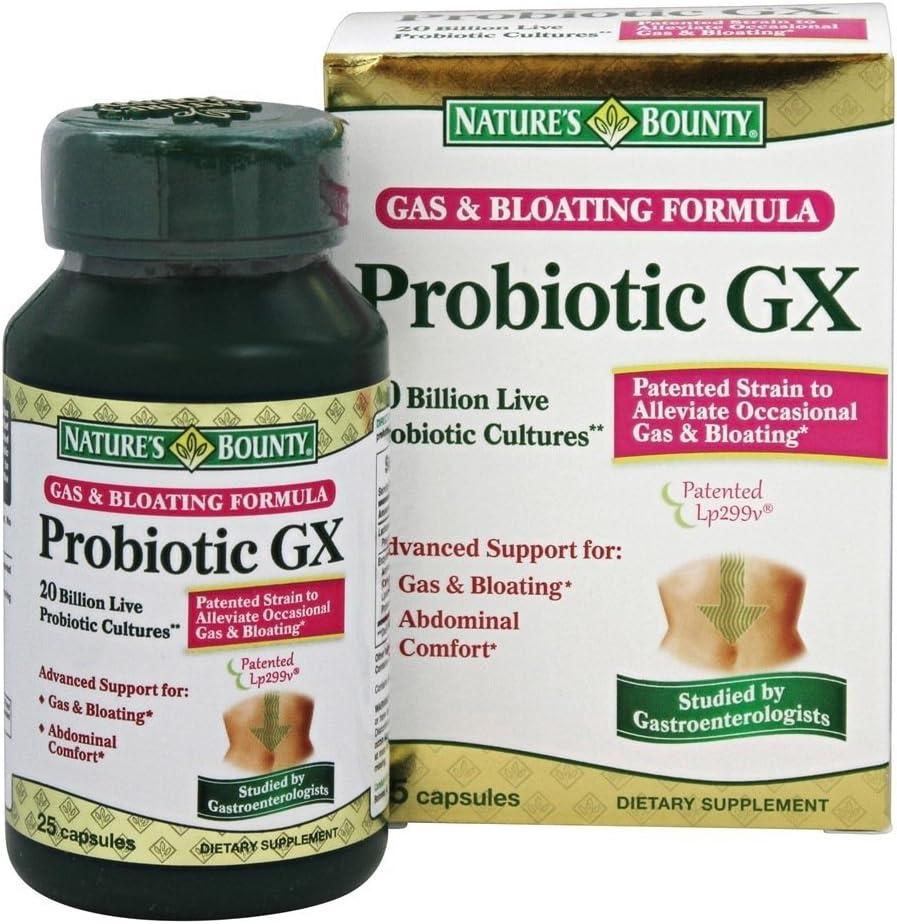 image:imageNatures Bounty Probiotic GX Helps with Occasional Gas and Bloating Dietary Supplement Digestive Health 25 CapsulesUnflavoured