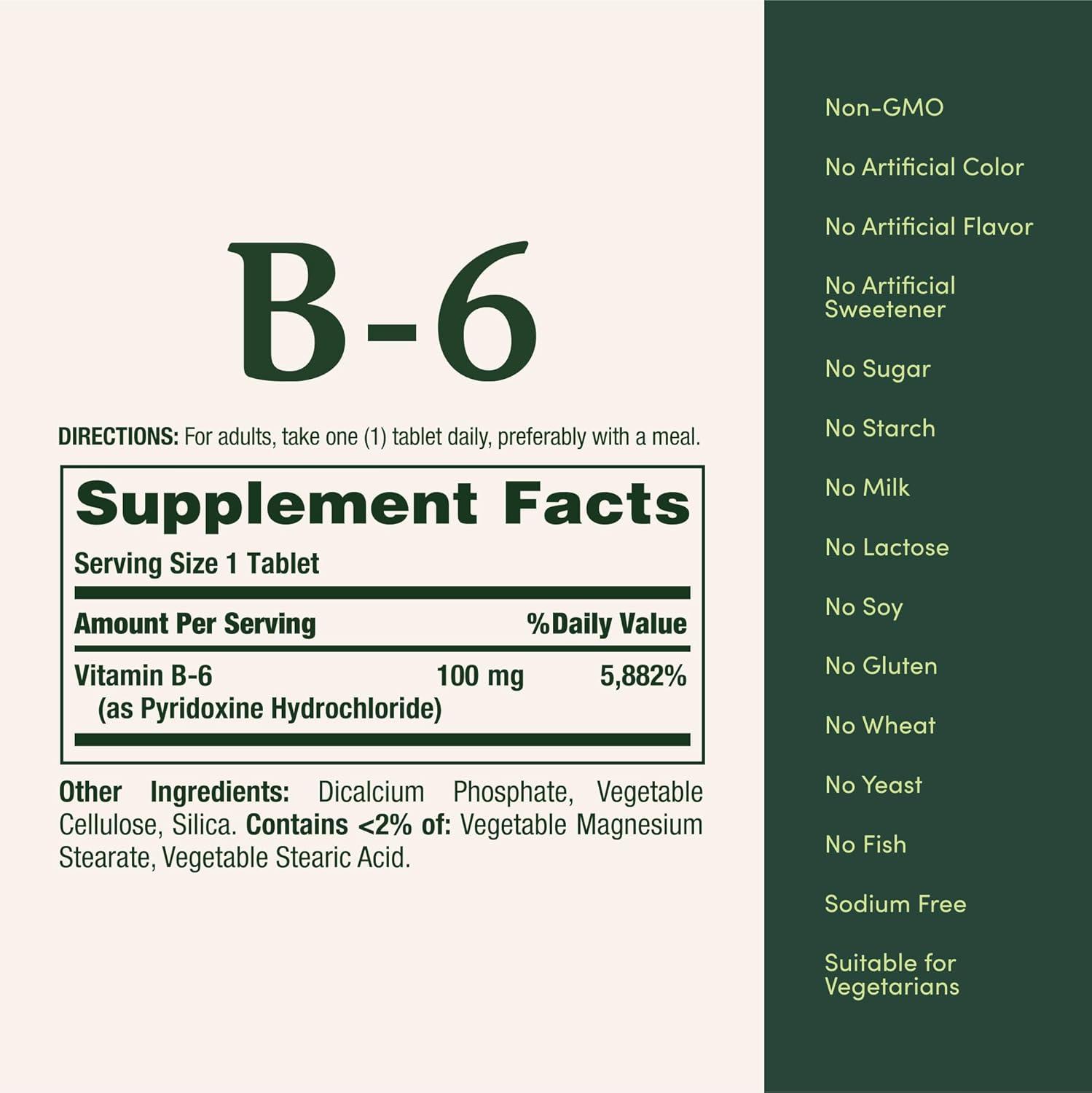 image:imageNatures Bounty Vitamin B6 100mg Tablets Supports Energy Metabolism amp Nervous System Health 100 Ct100 Count Pack of 1