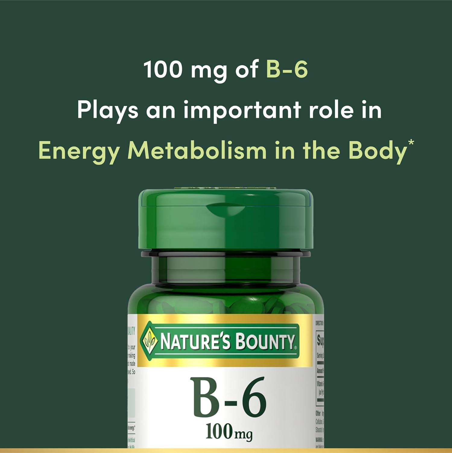 image:imageNatures Bounty Vitamin B6 100mg Tablets Supports Energy Metabolism amp Nervous System Health 100 Ct100 Count Pack of 1