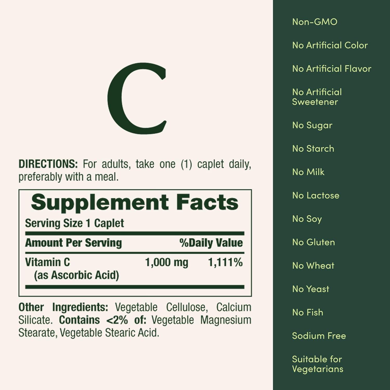 image:imageNatures Bounty Vitamin C 1000mg Supports Immune and Antioxidant Health Vitamin C Supplement 1 Per Day 300 Vegetarian Caplets100 Count Pack of 1
