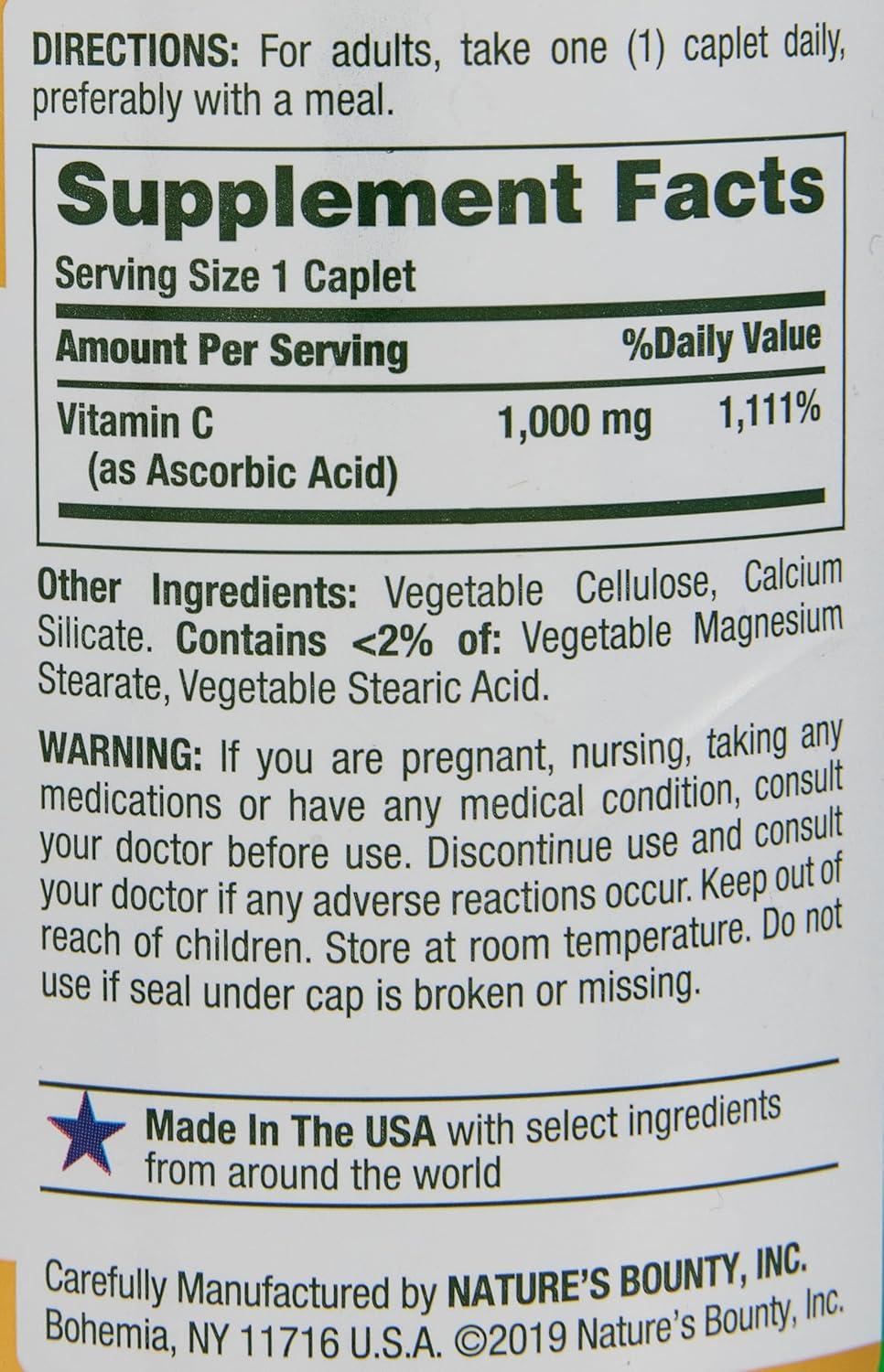 image:imageNatures Bounty Vitamin C 1000mg Supports Immune and Antioxidant Health Vitamin C Supplement 1 Per Day 300 Vegetarian Caplets100 Count Pack of 2