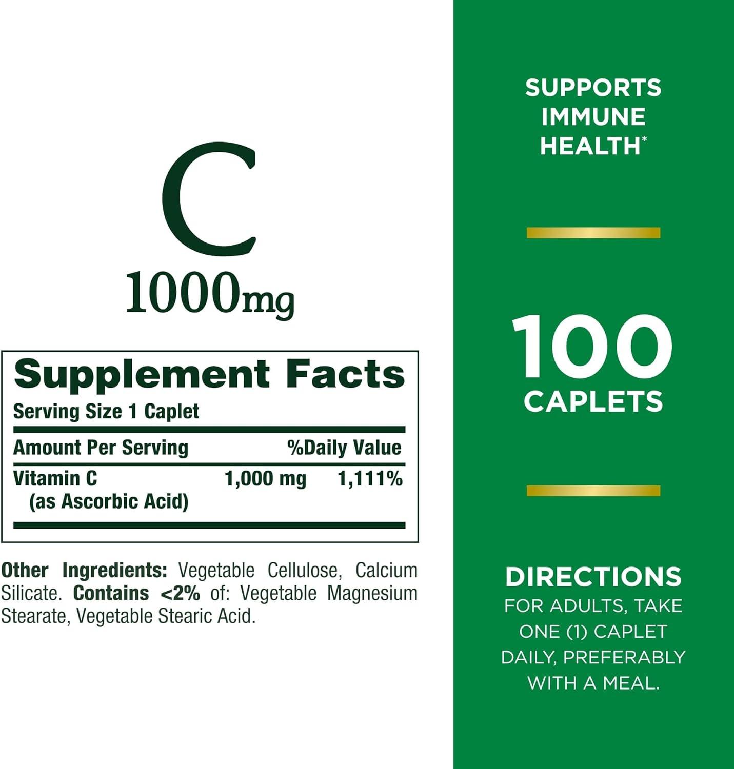 image:imageNatures Bounty Vitamin C 1000mg Supports Immune and Antioxidant Health Vitamin C Supplement 1 Per Day 300 Vegetarian Caplets100 Count Pack of 2
