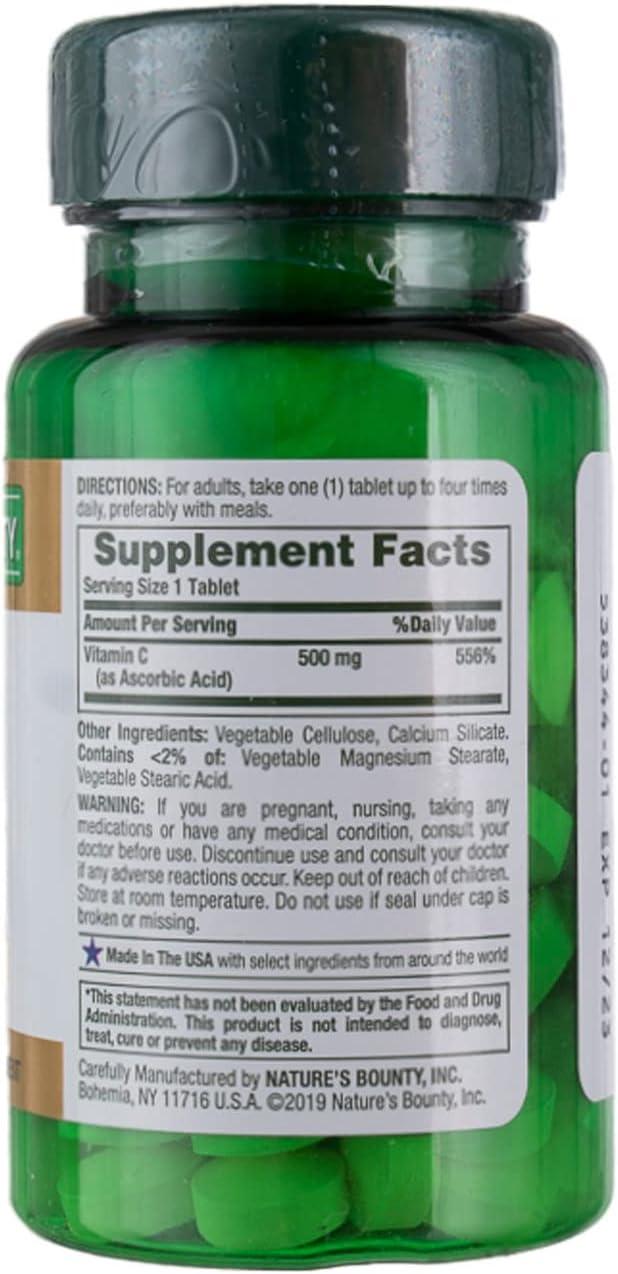 image:imageNatures Bounty Vitamin C 500mg Supports a Healthy Immune System Daily Vitamin Supplement 250 Vegetarian Tablets100 Count Pack of 4