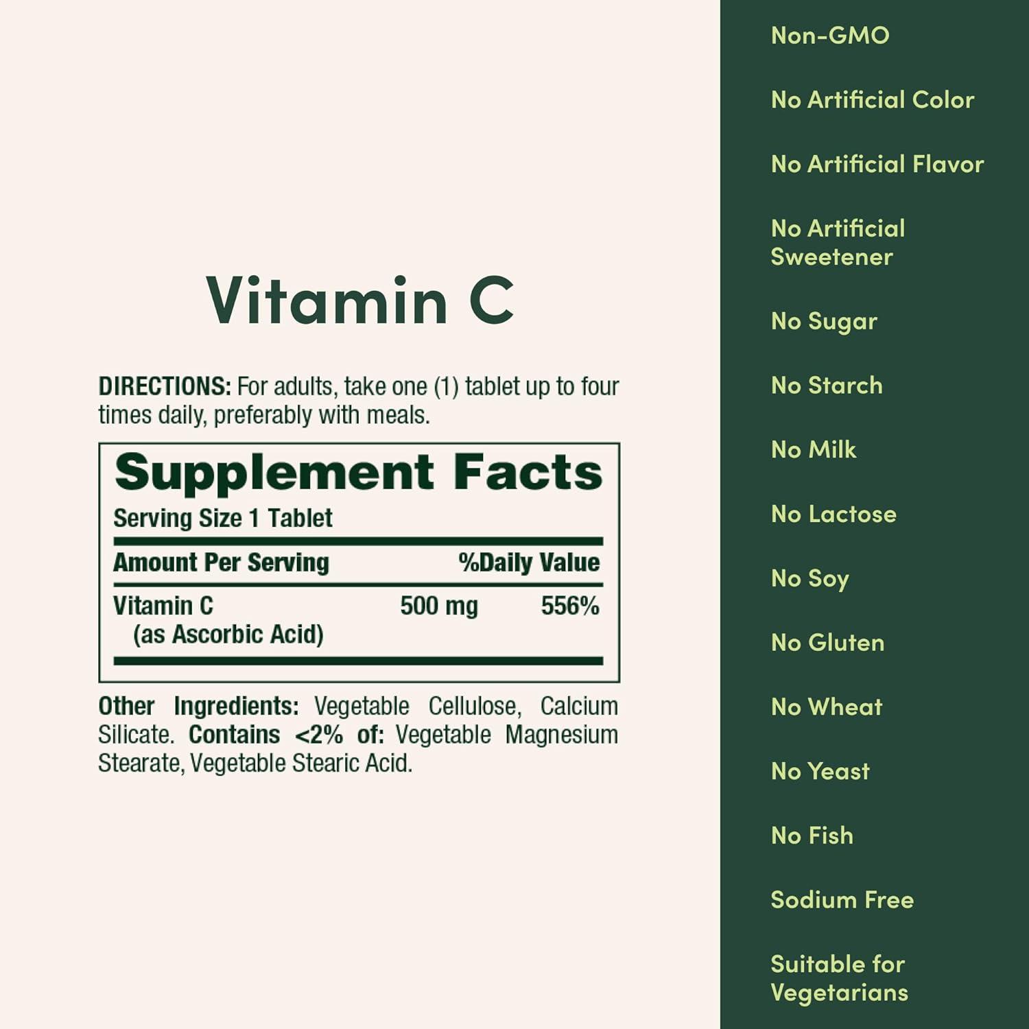 image:imageNatures Bounty Vitamin C 500mg Supports a Healthy Immune System Daily Vitamin Supplement 250 Vegetarian Tablets250 Count Pack of 1