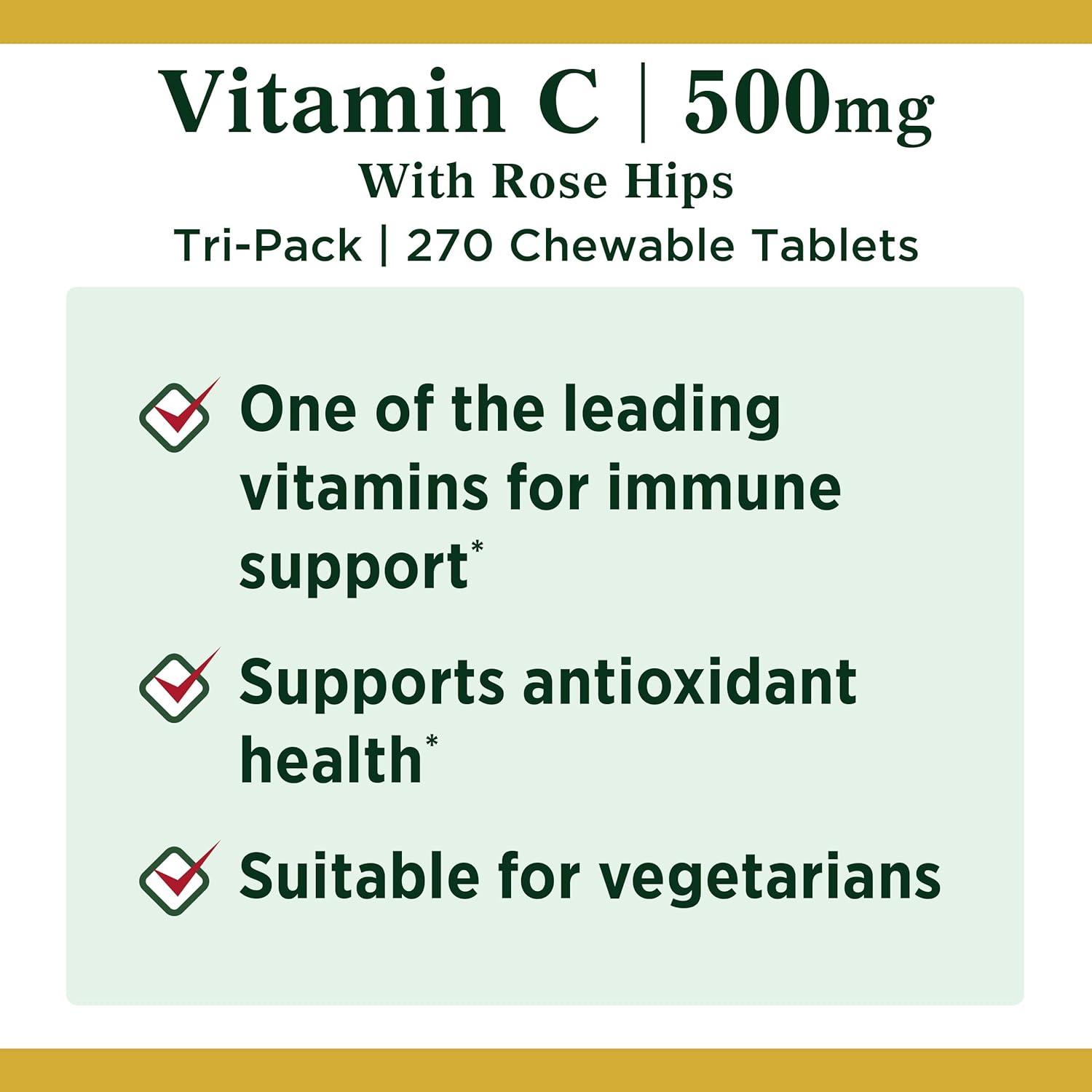 image:imageNatures Bounty Vitamin C 500mg Supports a Healthy Immune System Daily Vitamin Supplement 250 Vegetarian Tablets90 Count Pack of 3