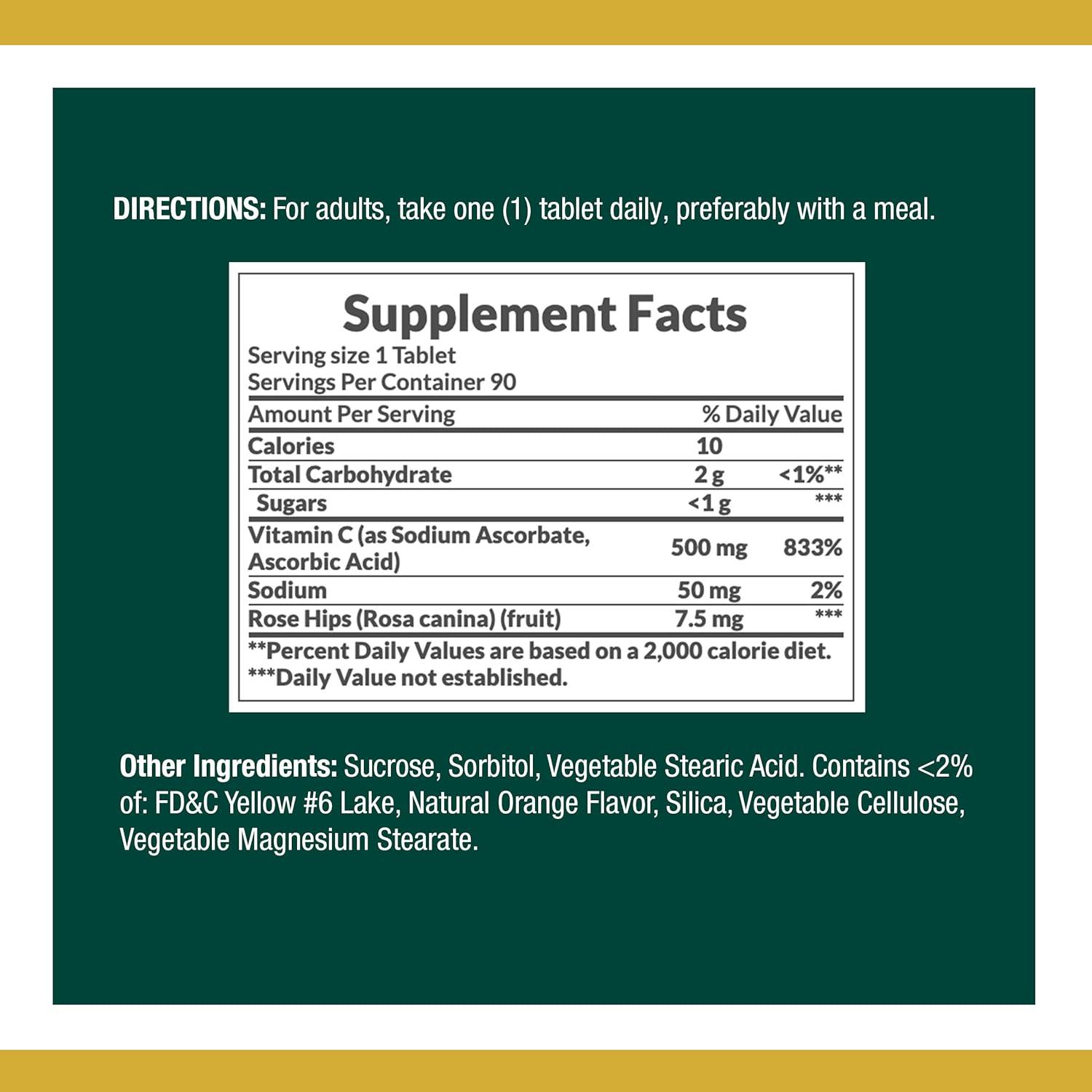 image:imageNatures Bounty Vitamin C 500mg Supports a Healthy Immune System Daily Vitamin Supplement 250 Vegetarian Tablets90 Count Pack of 3