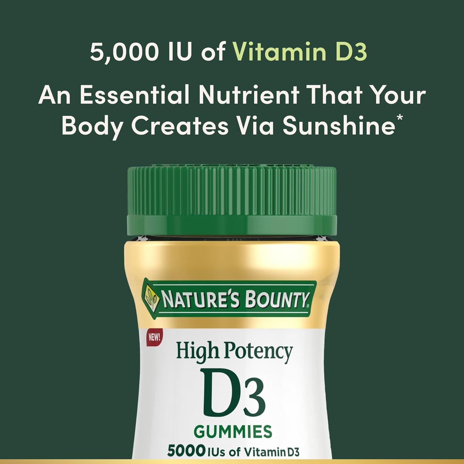 image:imageNatures Bounty Vitamin D 5000 IU Gummies Vitamin D3 High Potency Immune Support amp Bone Health Supplement 5000 IU in 1 Gummy Strawberry Flavor 2 month Supply 60 Vegetarian Gummies for Adults60 Count Pack of 2