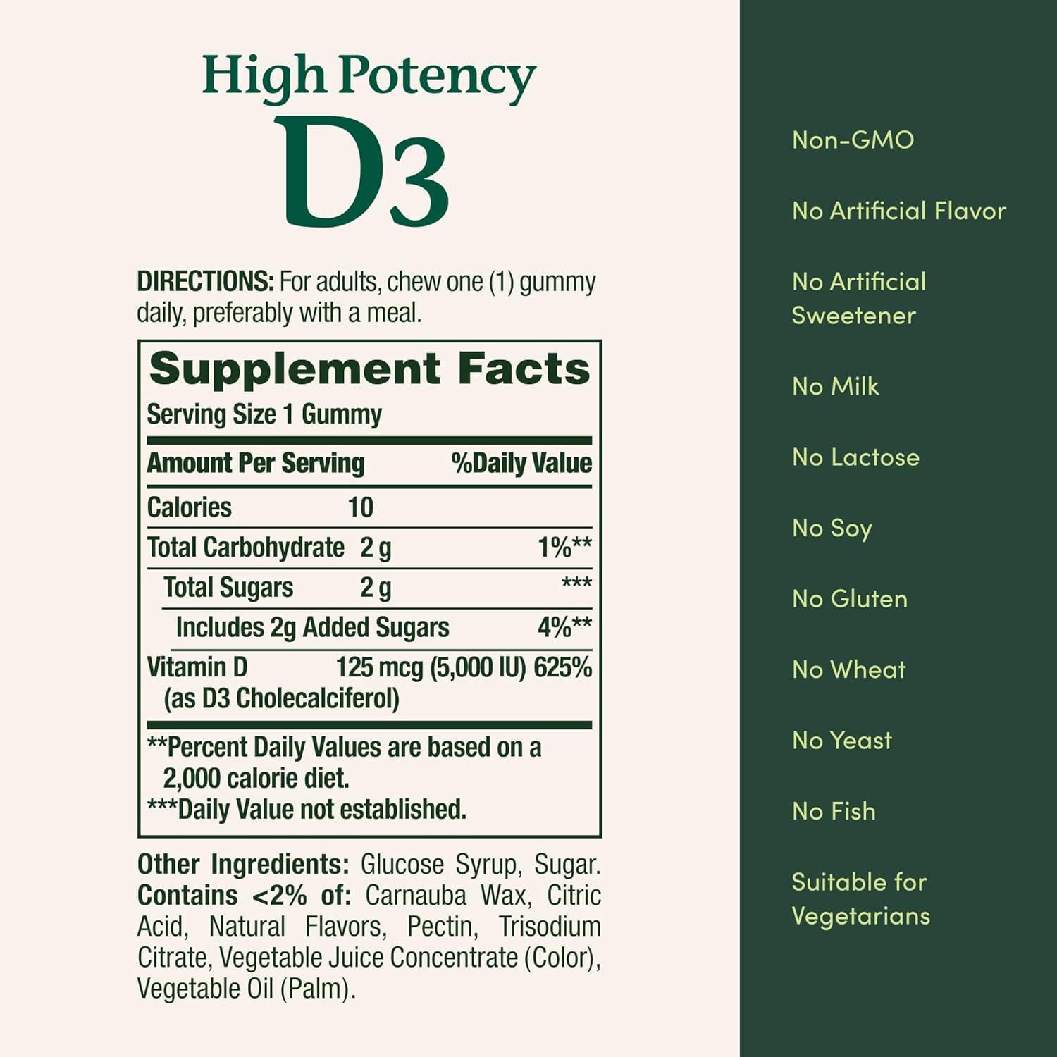image:imageNatures Bounty Vitamin D 5000 IU Gummies Vitamin D3 High Potency Immune Support amp Bone Health Supplement 5000 IU in 1 Gummy Strawberry Flavor 2 month Supply 60 Vegetarian Gummies for Adults60 Count Pack of 2