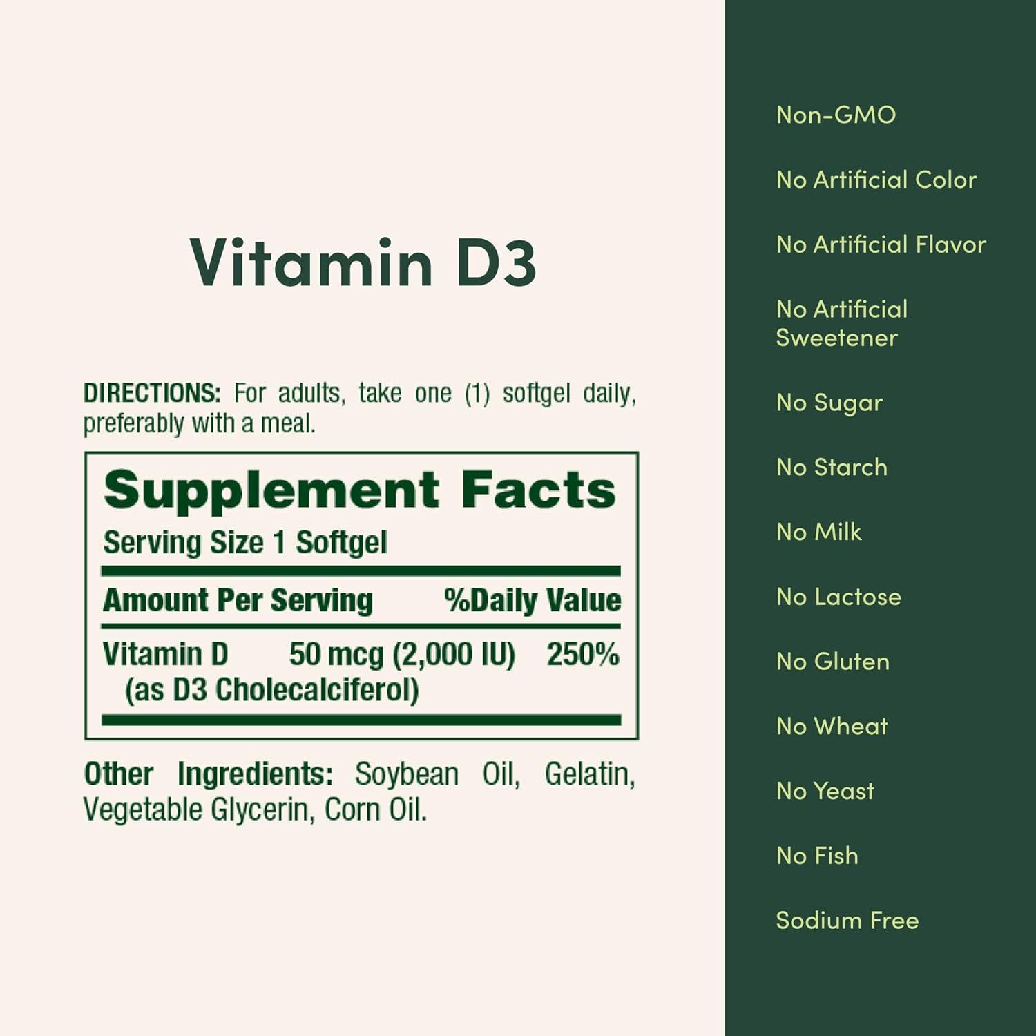 image:imageNatures Bounty Vitamin D3 Supports Immune System and Bone Health 50mcg 150 Softgels Pack of 2350 Count Pack of 1