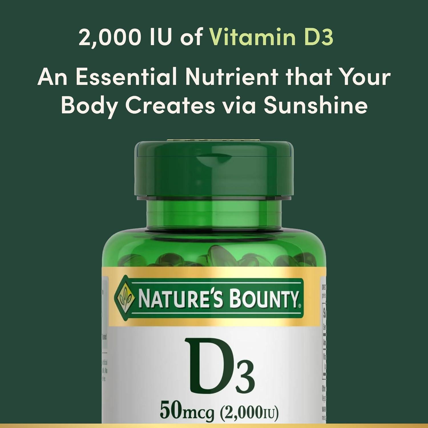 image:imageNatures Bounty Vitamin D3 Supports Immune System and Bone Health 50mcg 150 Softgels Pack of 2350 Count Pack of 1
