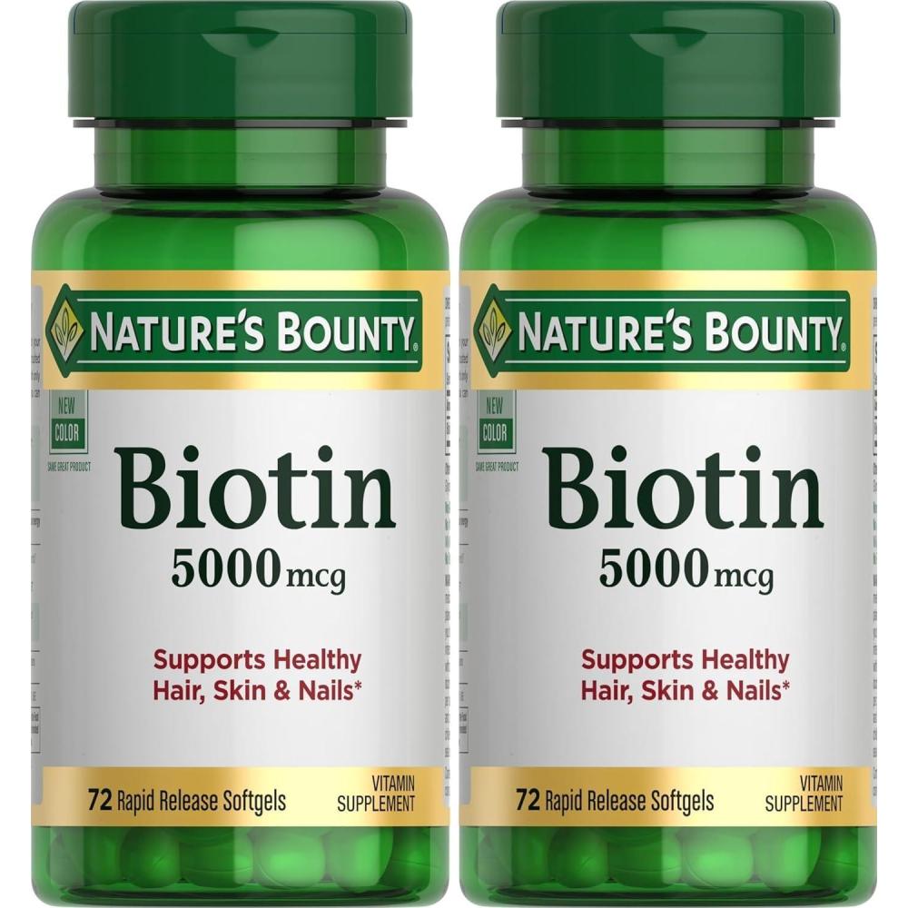 image:imageNatures Bounty Biotin Supports Metabolism for Cellular Energy and Healthy Hair Skin and Nails 5000 mcg 150 Softgels72 Count Pack of 2