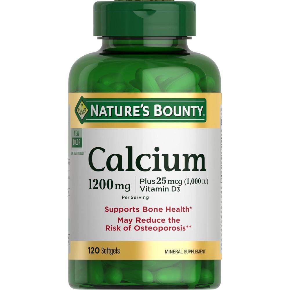 image:imageNatures Bounty Calcium 1200 mg with Vitamin D3 Bone Health Softgels Calcium and Vitamin D Supplement 120 Ct 2Pack120 Count Pack of 1