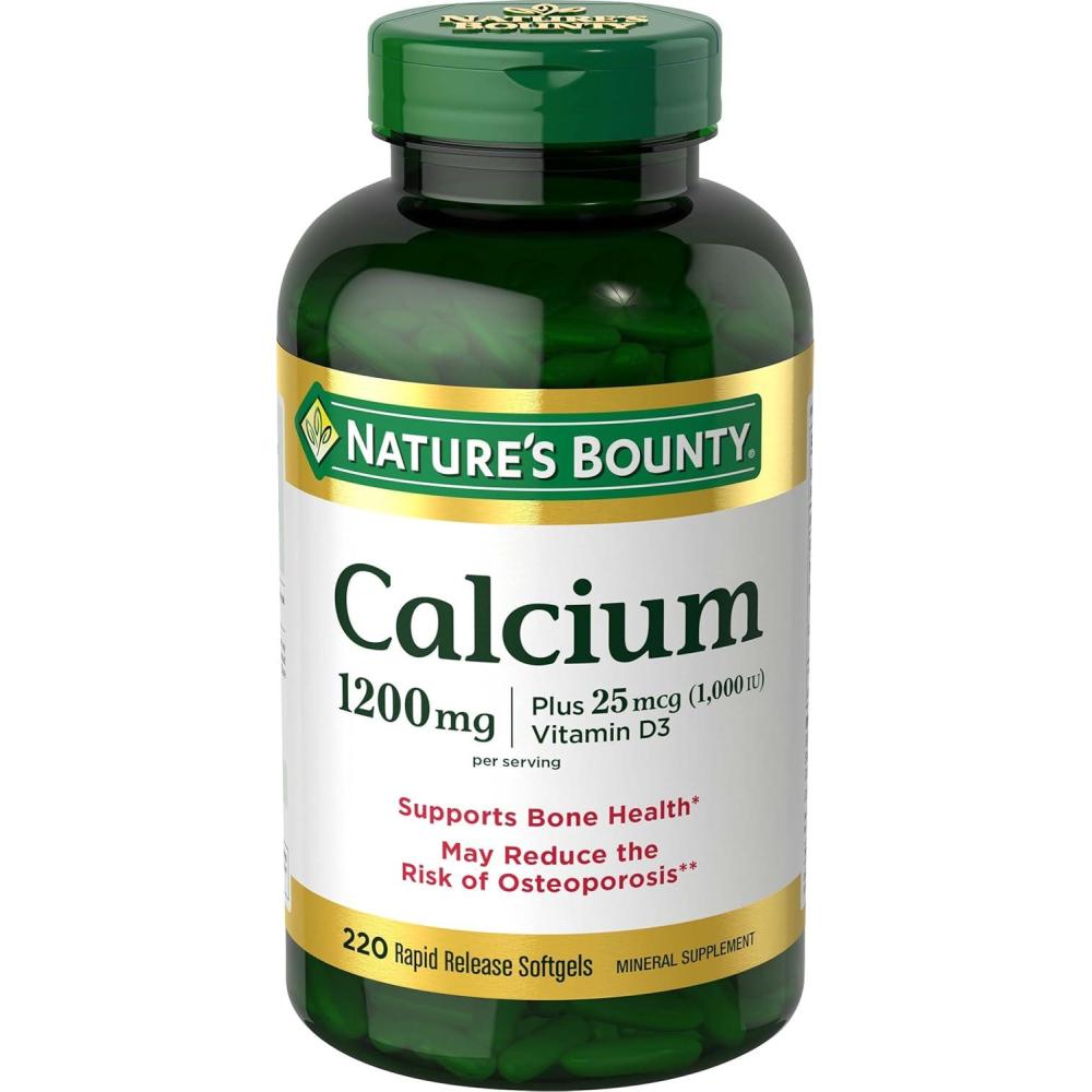 image:imageNatures Bounty Calcium 1200 mg with Vitamin D3 Bone Health Softgels Calcium and Vitamin D Supplement 120 Ct 2Pack220 Count Pack of 1