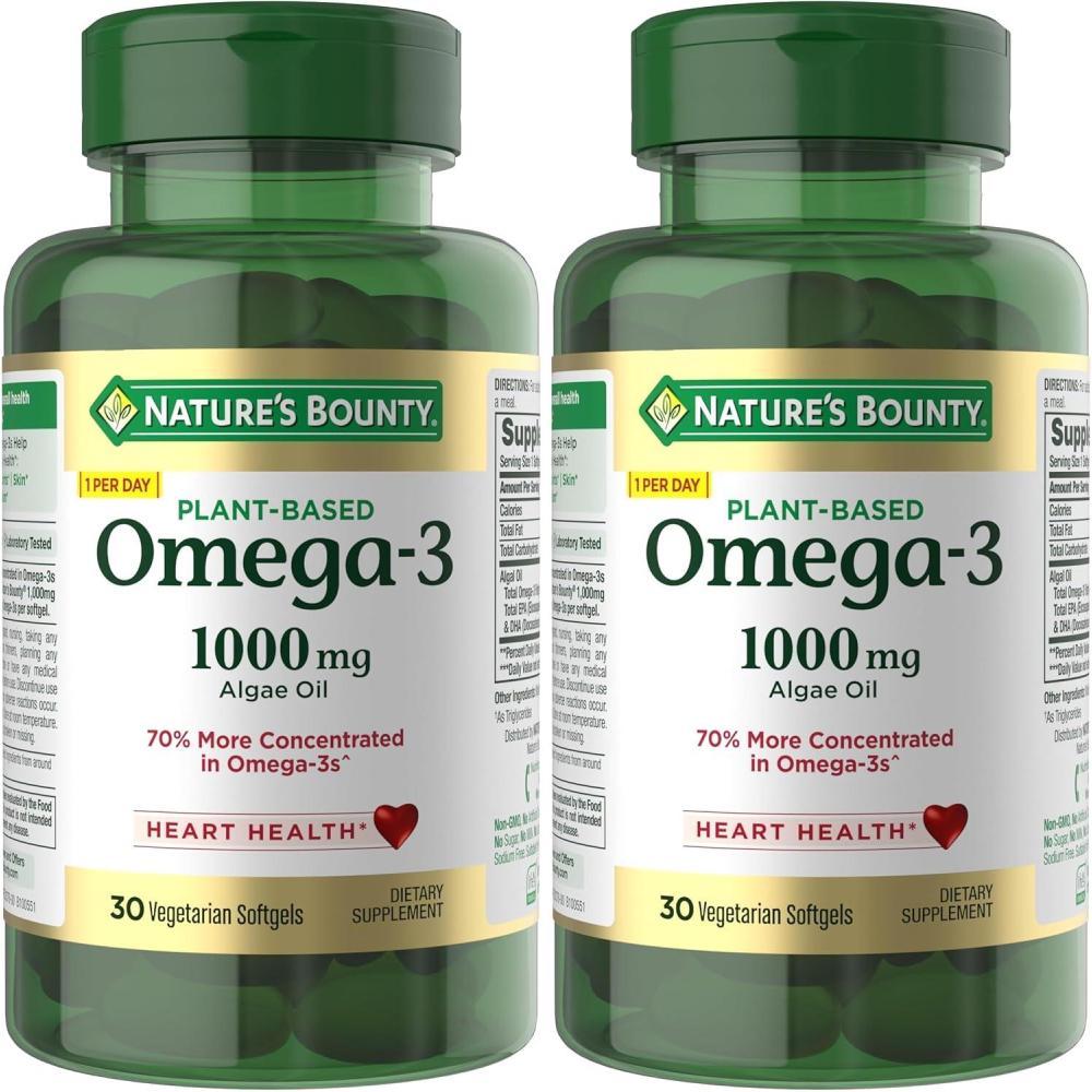image:imageNatures Bounty Omega 3 PlantBased Omega 3 Fatty Acid Supplement 520mg Supports Whole Body Health Including Heart Skin Joint 30 Vegetarian Softgels Fish Oil Alternative30 Count Pack of 2