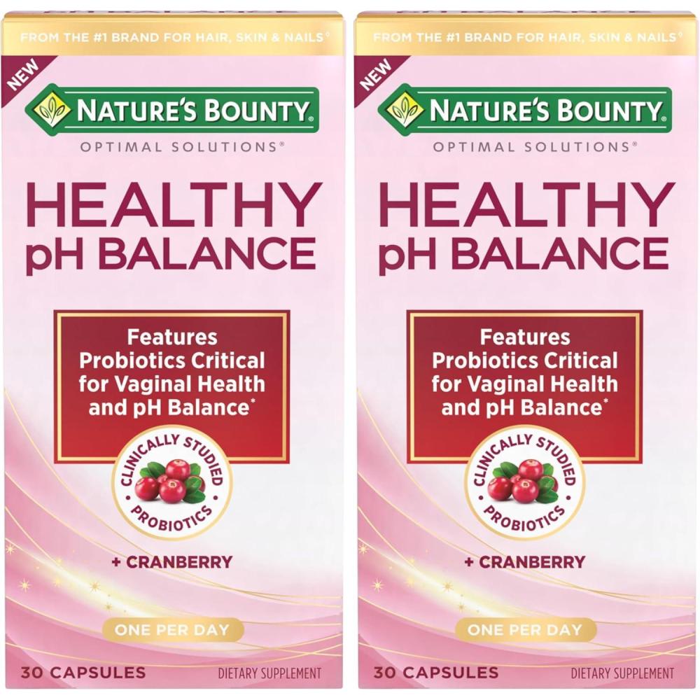 image:imageNatures Bounty Probiotics for Women Vaginal Probiotics for Healthy pH Balance 2 Billion CFU Clinically Studied Strains Optimal Solutions pH Balance Pills 30 Vegetarian Capsules30 Count Pack of 2