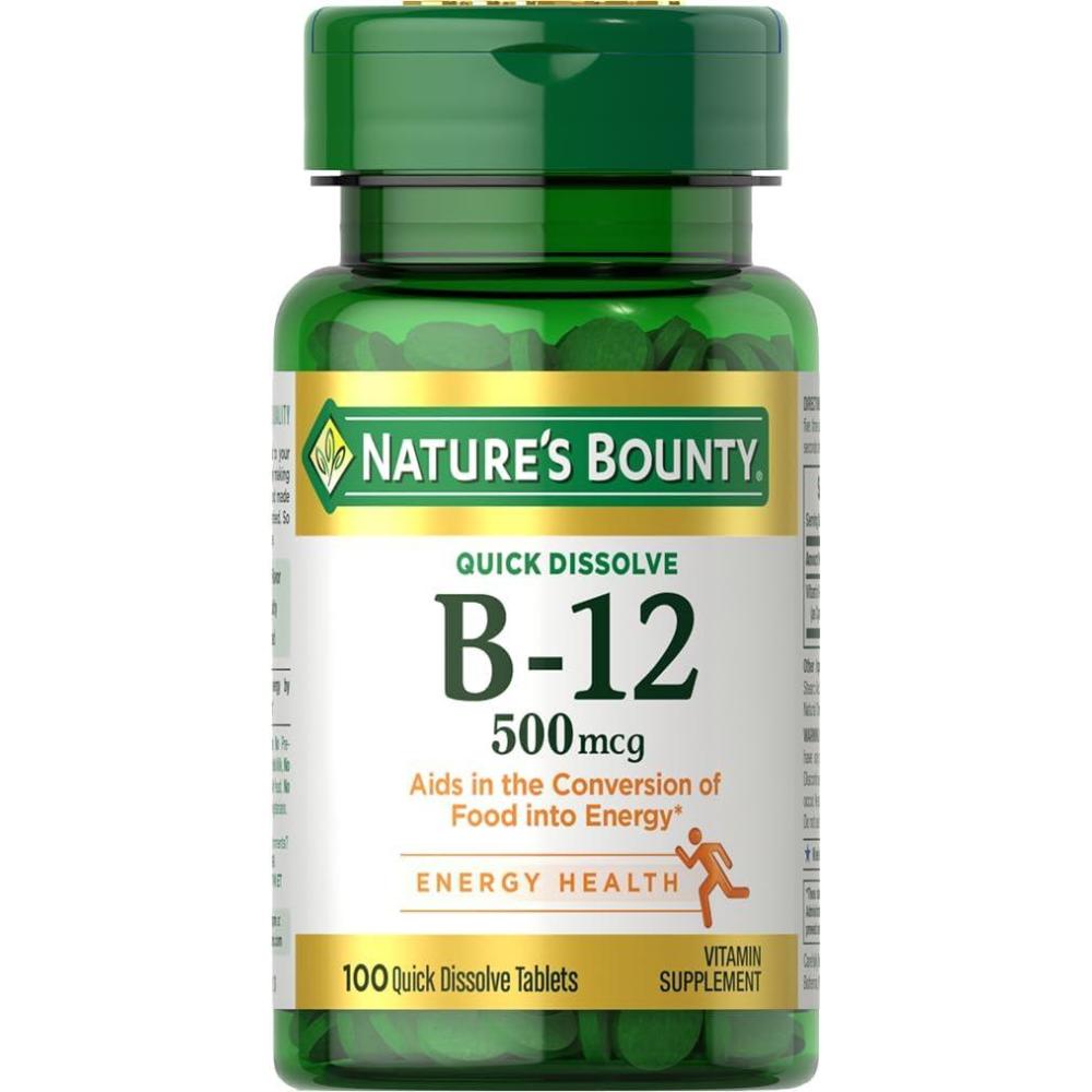 image:imageNatures Bounty Vitamin B12 Supports Energy Metabolism and Nervous System Health 500mcg 100 Quick Dissolve Tablets100 Count Pack of 1