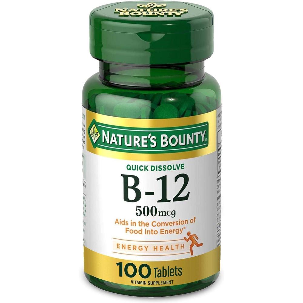 image:imageNatures Bounty Vitamin B12 Supports Energy Metabolism and Nervous System Health 500mcg 100 Quick Dissolve Tablets200 count Pack of 1