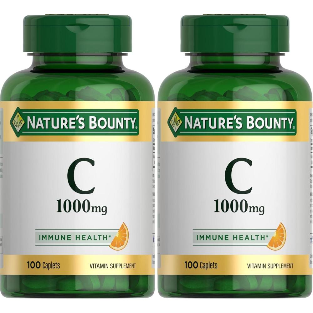 image:imageNatures Bounty Vitamin C 1000mg Supports Immune and Antioxidant Health Vitamin C Supplement 1 Per Day 300 Vegetarian Caplets100 Count Pack of 2