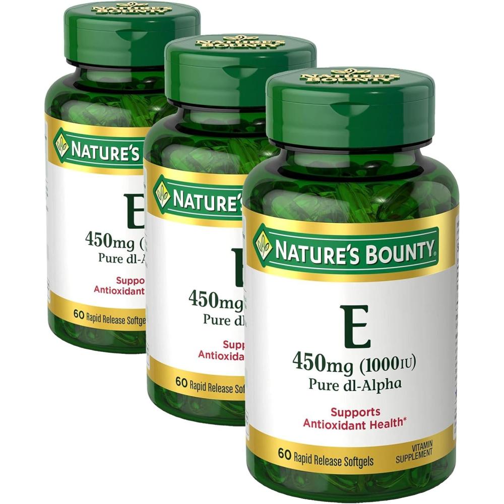 image:imageNatures Bounty Vitamin E 1000 IU Softgels Supports Antioxidant Health amp Immune System 1 Serving per Day No Gluten 60 Softgels Pack of 160 Count Pack of 3
